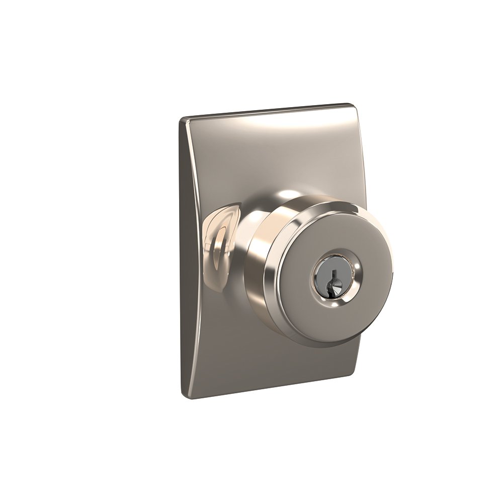SCHLAGE F51A BWE 618 CEN Bowery Knob with Century Trim Keyed Entry Lock, Polished Nickel
