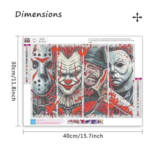 Image of MBNTJHT Halloween Diamond Painting Kits for Adults Beginners,5D Full Round Drill Horror Movie Diamond Art Kits for Adults,DIY Gem Art Painting and Crafts for Holiday Gifts 12x16 Inch.
