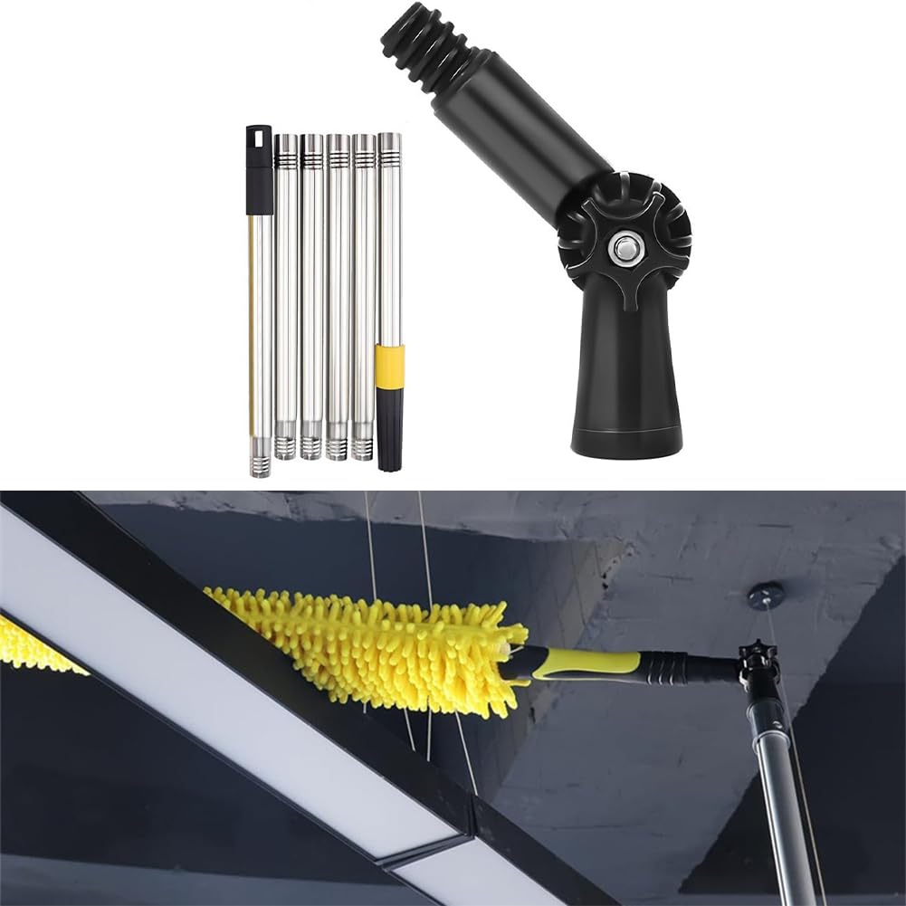 1 perche télescopique de 1.8 m avec joint articulé pivotant pour rouleaux de peinture, conçu pour une utilisation avec des pinces pour améliorer l'accessibilité aux coins et aux bords
