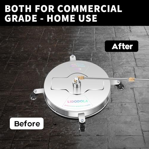Image of 16.5 inch Pressure Washer Surface Cleaner with 4 Wheels - Stainless Steel Surface Cleaner for Pressure Washer Attachment for Concrete, Driveway, Patio, Sidewalk, Deck and Daily Washing - PWS16.5