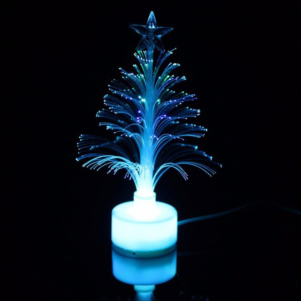 Luxshiny Colorful Fiber Optic Christmas Tree USB Powered Led Christmas Tree Desk Decorations for Bedroom Shopping Mall Home