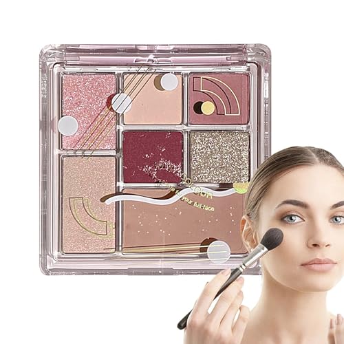Generic Sombras Ojos Maquillaje | Maquillaje Paleta De Sombra | Sombra Ojos Prensada Mate Y Brillante 7 Colores - Maquillaje Con Purpurina Prueba Nudes Agua Profesional, Sombra Ojos Para Mujeres Y