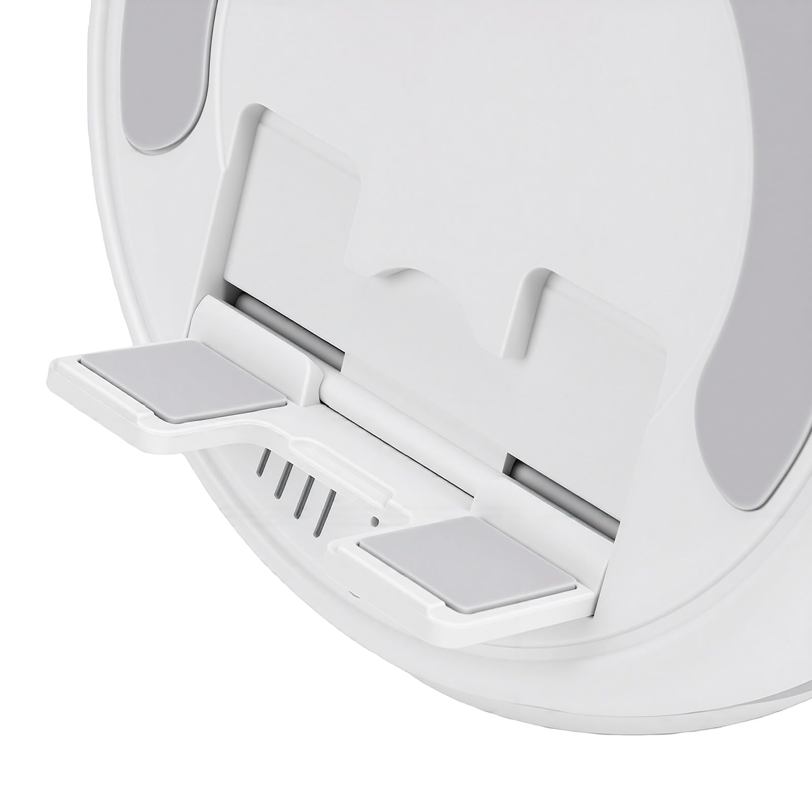 Jiawu Altavoz de Inducción con Soporte para Teléfono, 5.3 HiFi Bluetooth Sonido Envolvente de 360° Soporte para Teléfono con Luz Ambiental para Mesa de Inteligente, Soporta (White)