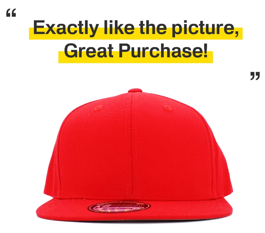 Image of KBETHOS Classic Snapback Hat Blank Cap Underbrim Cotton Wool Blend Flat Visor Adjustable Unisex