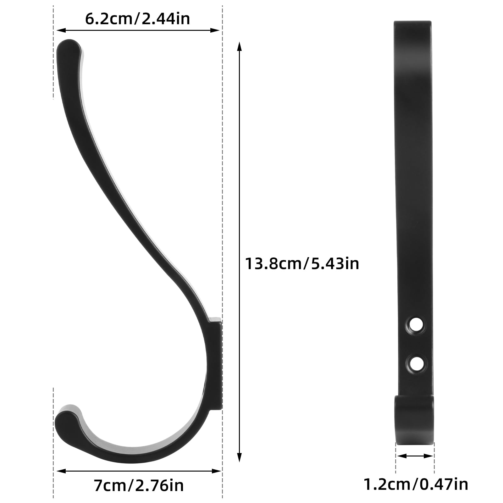 4 Pack Black Coat Hooks Wall Mounted,Metal Door Hook Screw in, Single Wall Hooks for Hanging Clothes Towel Bag Jacket Key Robe - Image 2