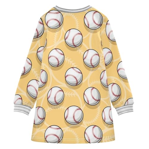 Baseball Girls Dresses Long Sleeve Sweatshirt Dress for Girls Winter Toddler Casual A Line Dresses Size 2-8T2