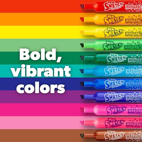 Image of Mr. Sketch Scented Washable Markers, Chisel Tip Marker, Assorted Colors, 36 Count - Fun for Kids, Coloring, Spark Creativity, Arts & Crafts