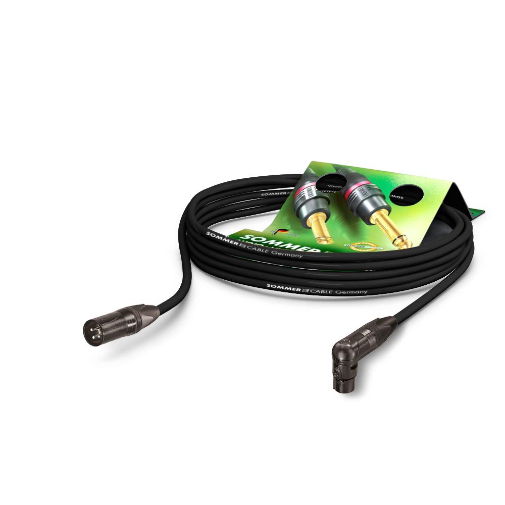Sommer Cable Microfono Stage 22 Highflex dotato di XLR 3 punti maschio Neutrik NC3MXX-BAG/XLR 3 punti femmina angolato Neutrik NC3FRX-BAG, Nero, Made in Germany by (5m)