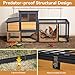PETSFIT Wooden Chicken Coop for 2-4 Chickens, Backyard Coop with Run, 2 Nesting Boxes and 2 Roost Bars,PVC Windows, Easy-Clean 3-Door Access,Weather-Resistant PVC Roof, 6 Ground Stakes