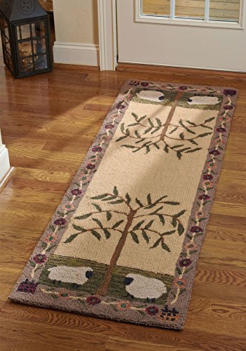 Park Designs Willow and Sheep Hooked Rug Runner 24X72, 24 x 72