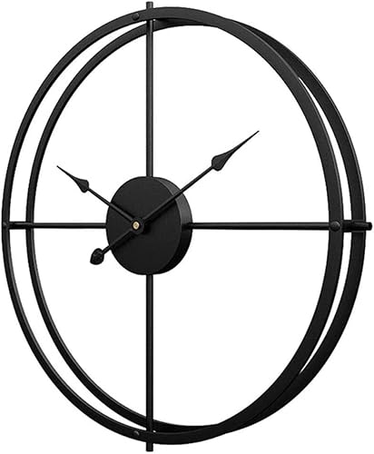 Home Decoration Clock 3D Metal Wall Clock Modern Home Decor Round Silent Non Ticking Vintage Unique Clocks Decorative Clocks Wall(Black,40 * 40cm)