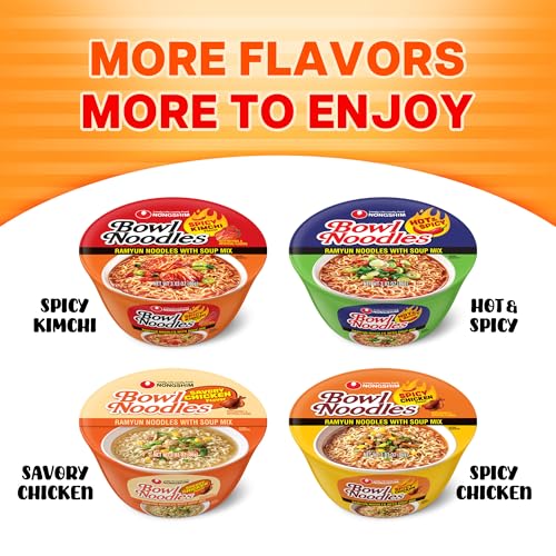 Image of Nongshim Ramen Noodles, Gourmet Instant Ramen bowl, Premium Microwavable Noodle Soup, Kimchi, 3.03 Ounce (Pack of 12)