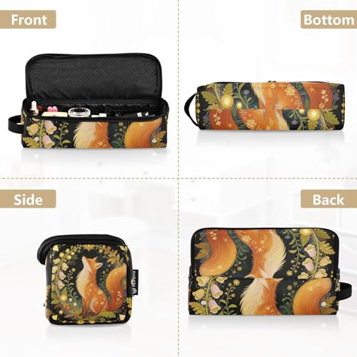 Bolsa de viaje y tapete resistente al calor para herramientas de cabello con cierre, impermeable, organizador de viaje para planchas, rizadores, secadores con diseño de zorros y flores, esenciales para mujeres miniatura 5