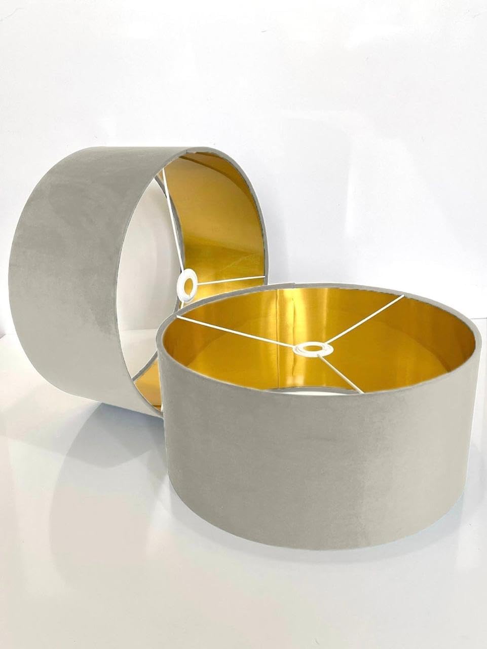 Shades By Woodpecker Mink New Handmade By Order Velvet Drum Lamp Shade Ceiling Shade With Metallic Lining Of Gold,Silver Or Copper Lamp Shades Suitable For Ceiling And Tables