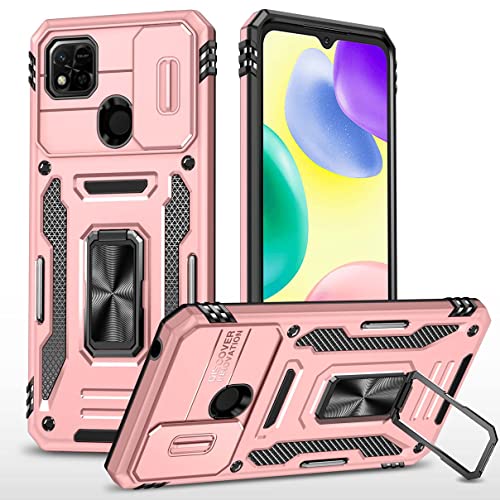 Bigcousin Funda para Xiaomi Mi A1,Cobertura de Lente Deslizante,Armor Carcasa con 360 Anillo Soporte Hard PC y Silicona TPU Bumper Antigolpes Case,Rose Gold