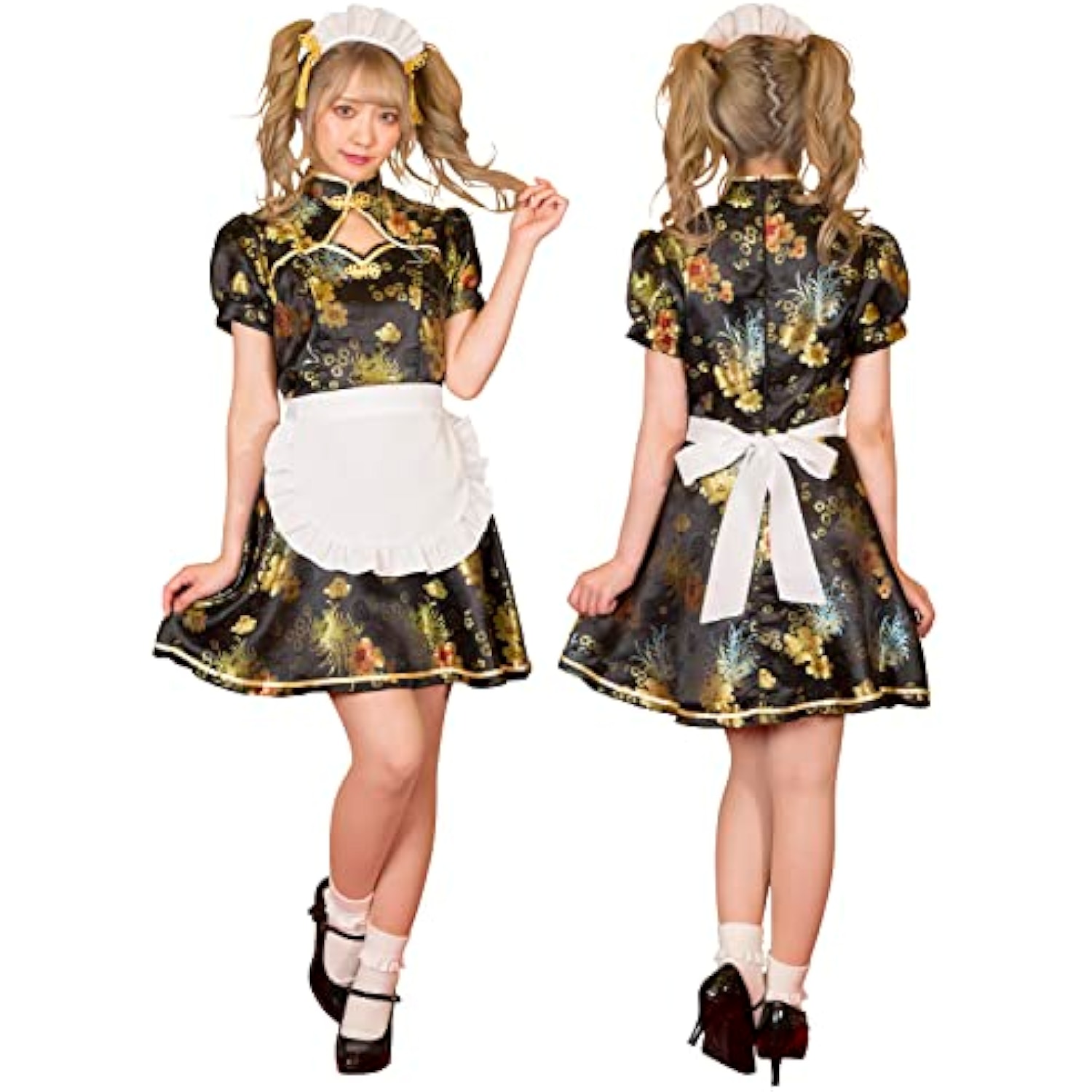 クリアストーン(Clearstone) ロイヤルチャイナ コスプレ ハロウィン チャイナメイド レディース ブラック 詳細画像4