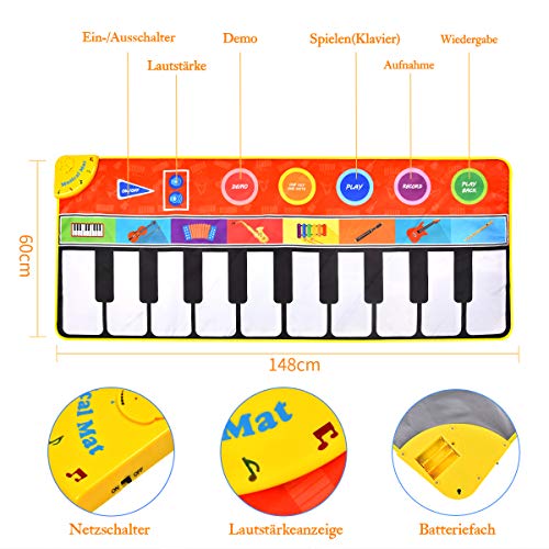 Miavogo Muziekmat voor kinderen, dansmat piano mat, 8 instelbaar volume + 8 instrumenten + 10 keyboard muziek pianomat… - Image 5