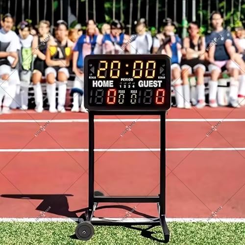 Portable LED Digital Scoreboard with Timer Clock, Remote Control Electronic Score Keeper for Basketball, Volleyball, Badminto