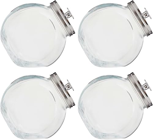 Miniatura 1 de Home Basics Tarro de cristal grande con tapa, paquete de 4, tarro alto transparente para dulces, aperitivos y golosinas para mascotas, tarro grande