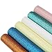 Glitter Faux Leather Fabric Sheets- 6 Pieces Assorted Colors A4 Size Precut Shiny Superfine Canvas Back for Bag Making, Hat Making, Hair Crafts Making, Jewelry Making, Sewing, Shoe Making