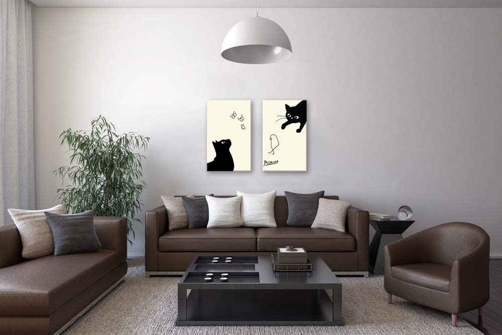Amazon.co.jp: 2枚 ピカソ 猫 アートパネル 絵画 壁飾り 開運 額付き
