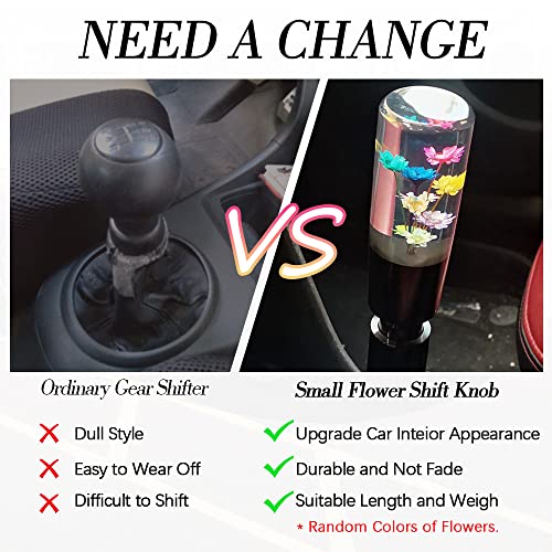 Somusen Manual Transparent Gear Stick Shift Knob Jdm Underwater Flowers Shifter Knob Universal Shift Head M12X1.25 M10X1.5 M10X1.25 M8X1.25 (20Cm/7.9") #TOP4