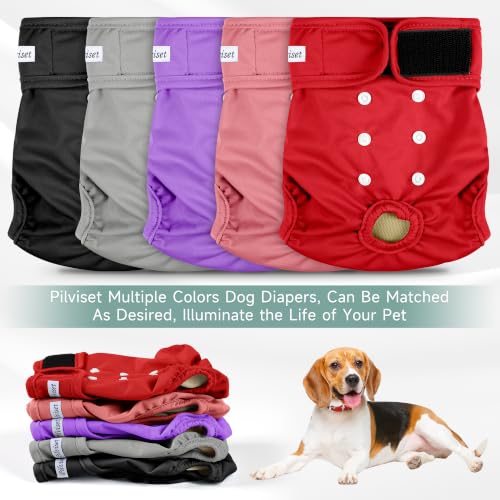 Image of Dog Diapers Female 5pcs,Reusable Dog Doggie Puppy Doggy Diapers Female, Period Panties in Heat, Red, XLarge