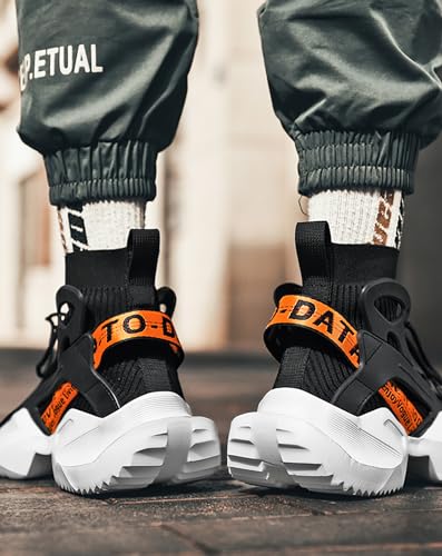 Niepce Inc Streetwear High Top Fashion Men's Knit Chunky Sneakers4