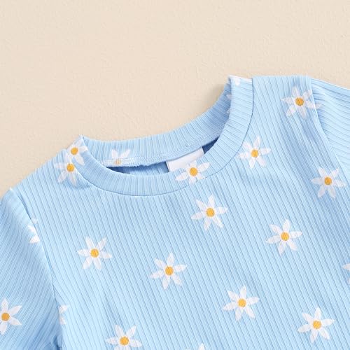 Baby Girl Summer Outfits Short Sleeve Lettuce Trim Floral Tops + Shorts Set Infant Clothes2