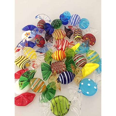 Brccee AC 20pcs Glass Candy Vintage Murano Glass Sweets Wedding Birthday Halloween Christmas Party Candy Decorations Cover