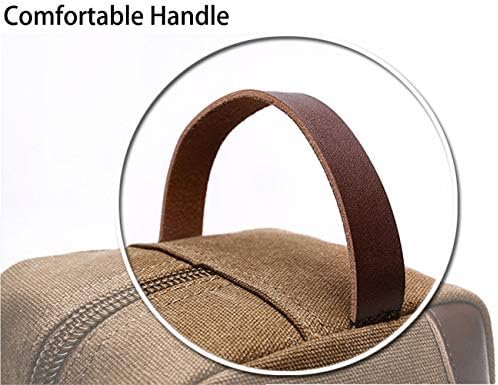 IBLUE Toiletry Bag Leather and Canvas Travel Dopp Kit Bathroom Shaving Organizer for Men&Women Travel Accessories,B03 (KHAKI) 9 IBLUE Toiletry Bag Leather and Canvas Travel Dopp Kit Bathroom Shaving Organizer for Men&Women Travel Accessories,B03 (KHAKI)