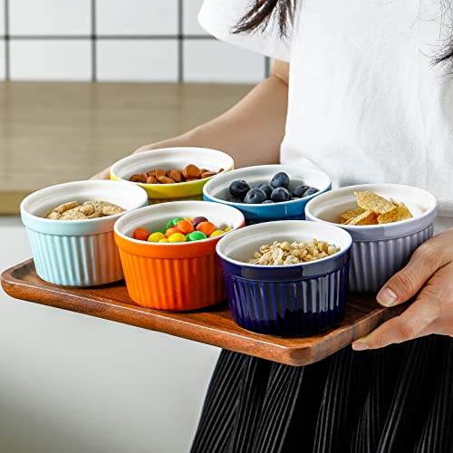 Hasense 6 Oz Ramekins Souffle Dishes,Porcelain Dipping Sauce Bowls Set Of 6,Colorful Ceramic Ramekins Bowls Oven Safe For Baking Souffle Pudding, Creme Brulee, Souffle, Serving Dip, Custard, Ice Cream #TOP3
