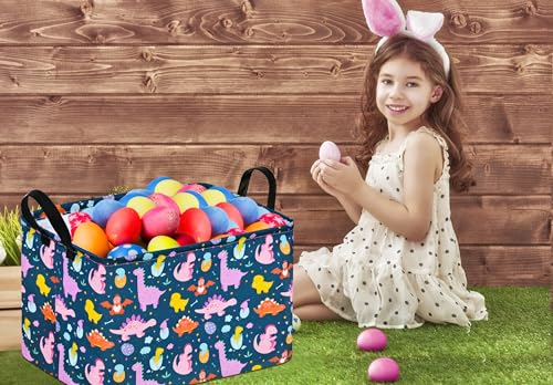 Image of Easter Eggs Basket Gift Storage Basket Dinosaur Storage Organizer for Nursery Hamper Home Bedroom Laundry Hamper Shelf Baskets.