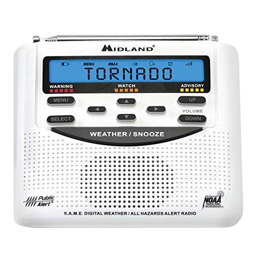 Midland - WR120, NOAA Emergency Weather Alert Radio - S.A.M.E. Localized Programming, Trilingual Display, 60+ Emergency Alerts, & Alarm Clock (WR120C - Clam Packaging)