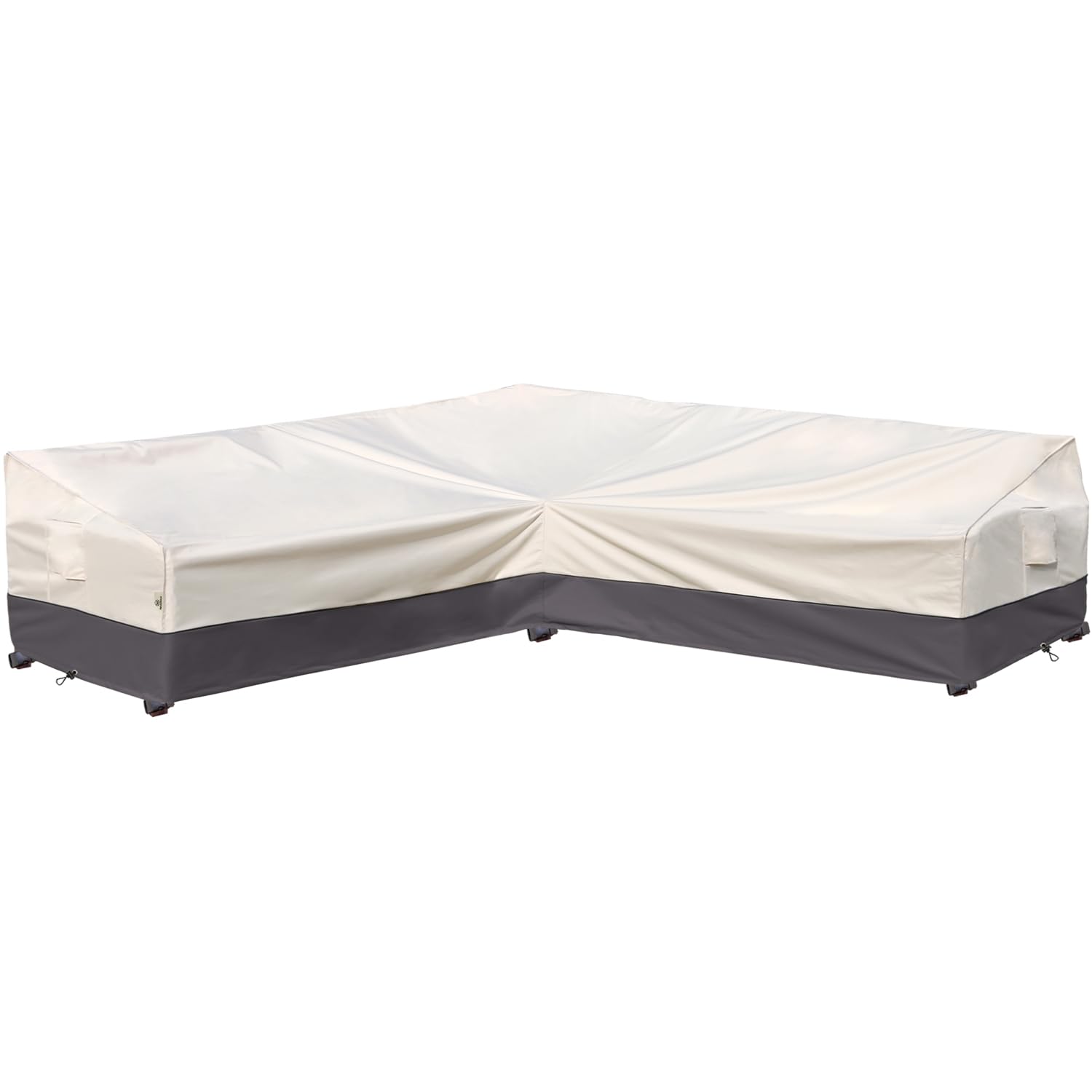 Photo 1 of Westblue Outdoor Sectional Cover L Shaped Patio Furniture Covers Waterproof Rip-Stop Anti-UV 600D Heavy Duty Couch Sofa Cover with 3 Air Vent (Beige & Charcoal, V-Shaped-105''X105'')