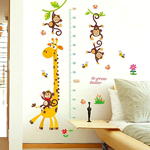 Height Growth Chart Wall Sticker Children Living Baby Room Decoration Giraffe Animals Peel Stick Art Wall Decor For Kids Measuring Ruler Height Decals Removable Nursery Bedroom Wallpaper #TOP2