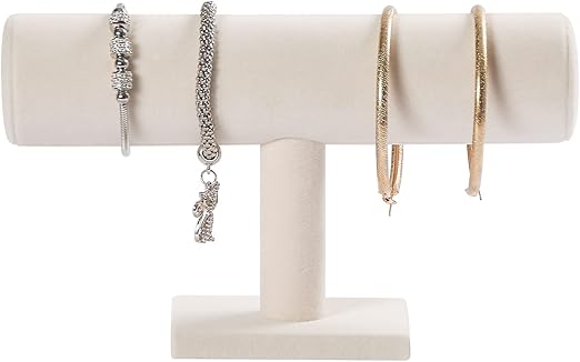 Bracelet Holder,Bracelet Organizer Display Stand,Velvet T-bar Jewelry Display Stand for Selling (Beige)