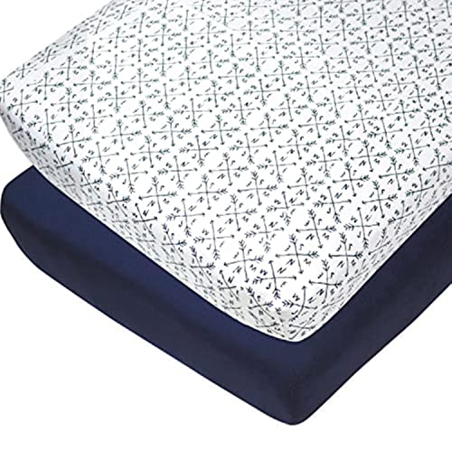 HonestBaby unisex baby Organic Cotton Changing Pad Covers (Set of Two) Winter Accessory Set, Compass/Navy, One Size US