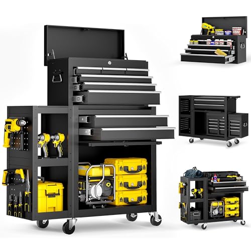Dkenicor 8-Drawer Rolling Tool Chest,3-in-1 Tool Box on Wheels with Lockable Steel Garage,...