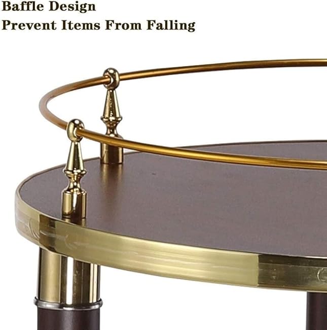 Storage Cart for Variety Applications Bar Serving Cart 2-Tiers Round Kitchen Trolley Bar Cart Display Cabinet Utility Cart Storage Trolley for Bathroom Kitchen-1I35K3hf