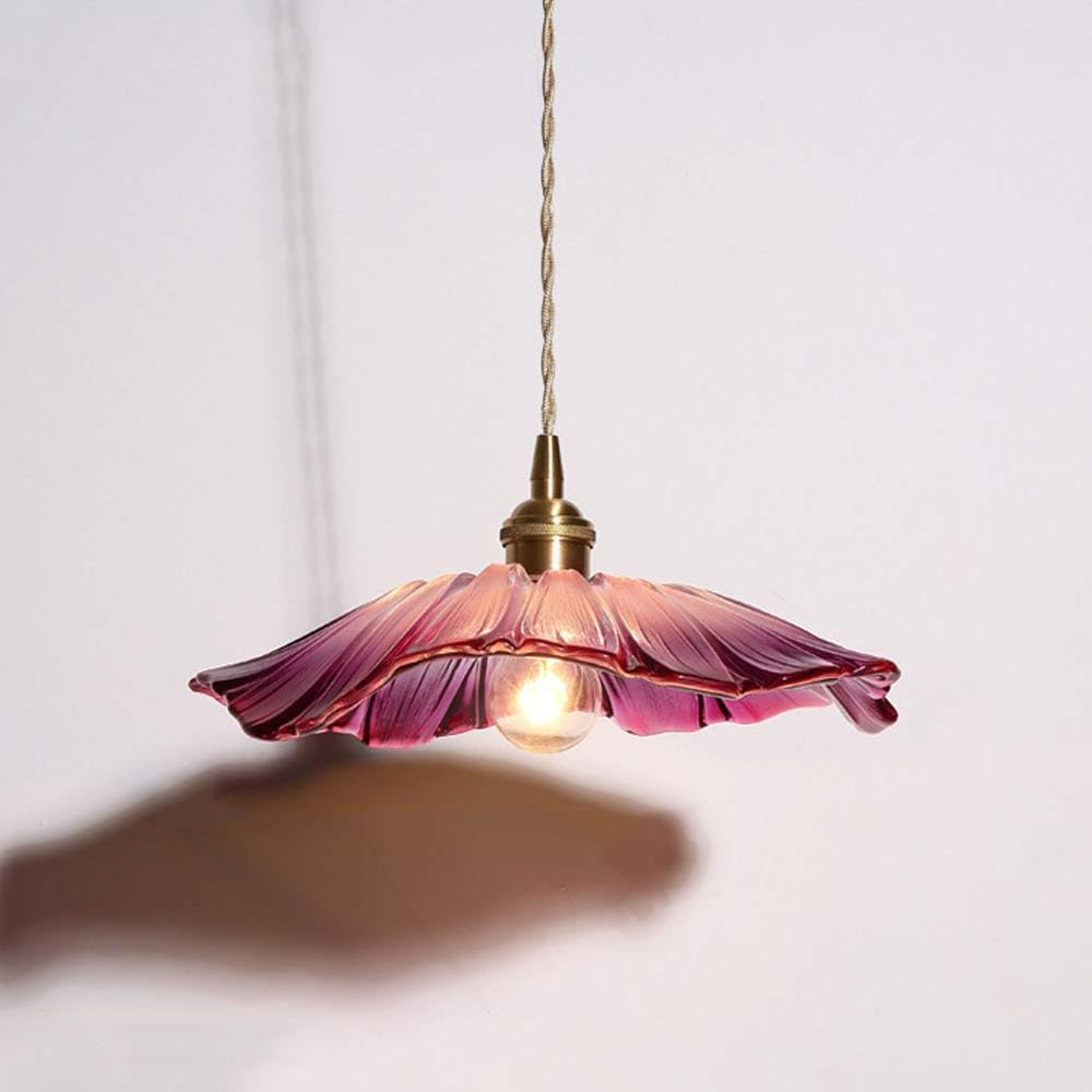 Abinlina Minimalist Purple Glass Pendant Light - Nordic Vintage Hanging Fixture for Kitchen, Dining Room, and Hallway(A30*6cm)