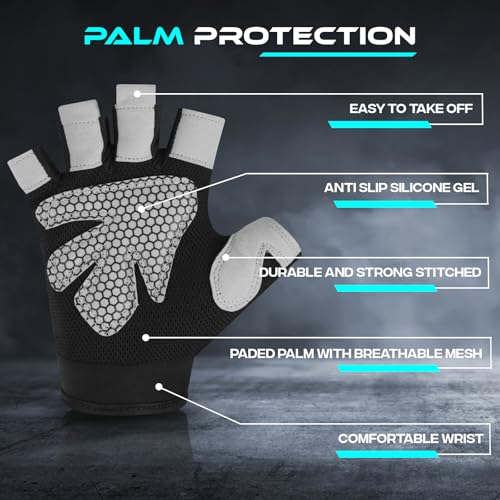 SAWANS Gym Gloves for Men & Women Ladies Weight Lifting Gloves Fitness Workout Breathable Training Non-Slip Grip Silicone Palm Protection Exercise Snug fit Hanging Pull-Ups Dumbbell - Image 5