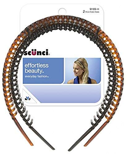 Scunci Effortless Beauty Headbands, 1 Inch Assorted Colors - 2 Packs of 2 Count = of 4 Count