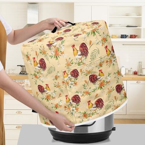 Image of Cozeyat Floral Rooster Kitchen Decor Accessories Appliance Dust Cover for Electric Pressure Cooker /Air Fryer /Rice Cooker /Steamer /Toaster,Pressure Cooker Cover 6 qt