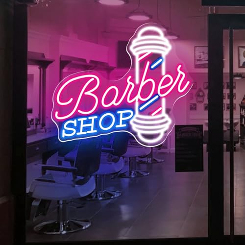 Barber Shop Neon Sign, Led Signs Wall Decor ustom Neon Signs, Barber Neon Light, Hairdresser Gift, Barbershop Pink +White, 32x32x1 cm