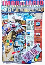 Jogo de Tabuleiro Imobiliário Investindo Nas Capitais Do Mundo - 4 Jogadores - 3 Anos ou Mais
