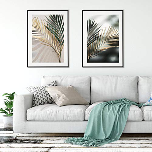 Art mural feuilles d'or pour raviver un mur blanc de salon