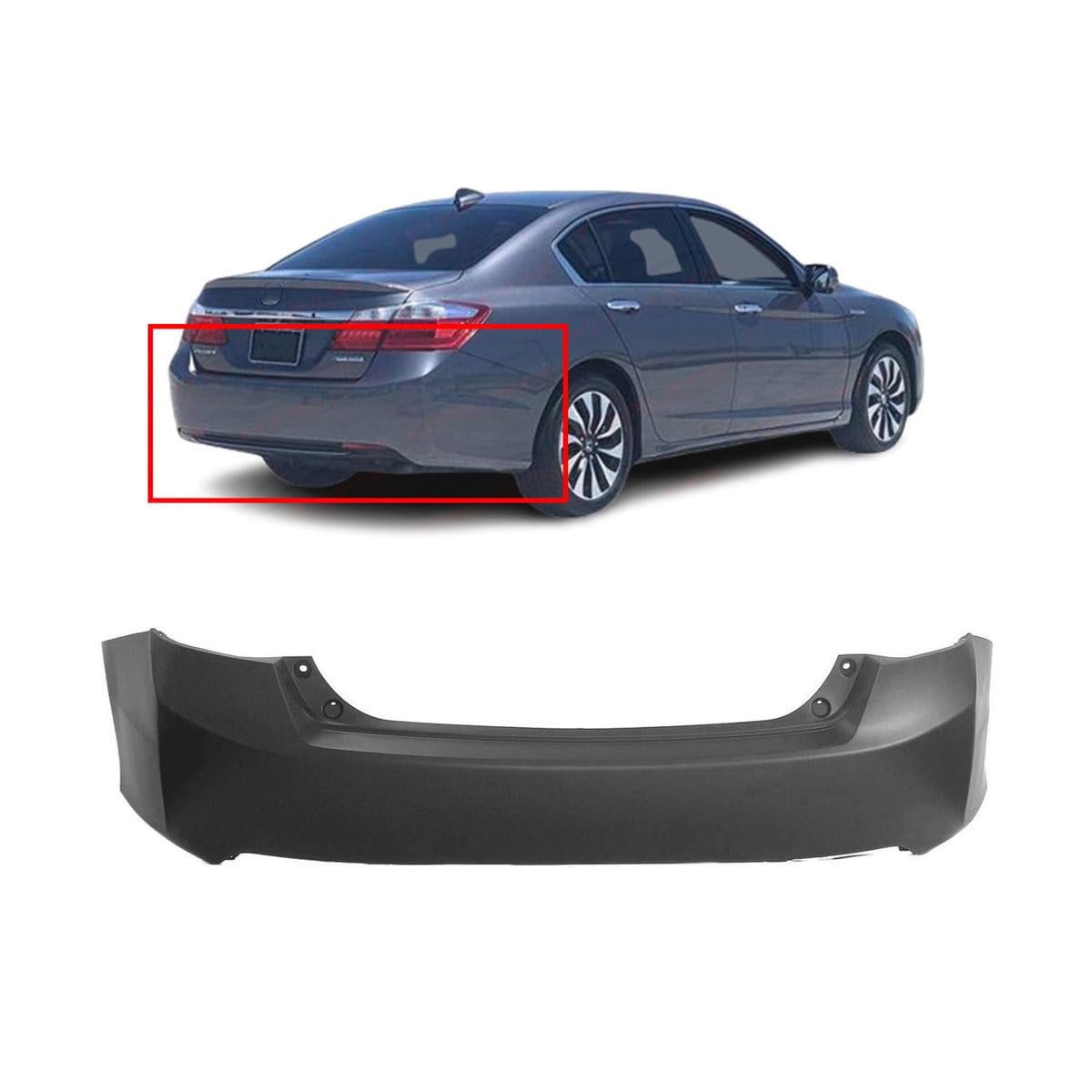 FitParts Compatible with Rear Bumper Cover Fascia 2013-2015 Honda Accord Hybrid EX-L EX Touring LX Sport Plug-in Sedan 13-15. New Primed Without Sensor Holes. HO1100277 04715T2AA90ZZ