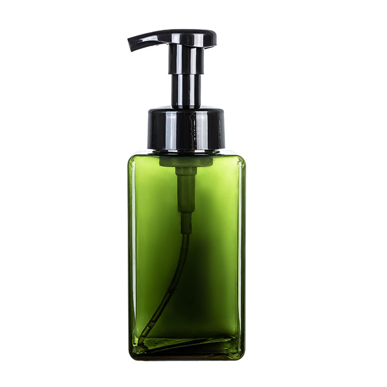 Dispenser di sapone da banco in plastica, dispenser per mousse, bottiglia di schiuma, dispenser a pressione, contenitore per liquidi da viaggio, compatibile con bagno e cucina (450 ml, verde)