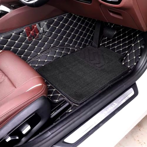 Image of Mr Mattie 7D Car Floor Mat Compatible with BMW X1 (2016-2022), Black /Silver